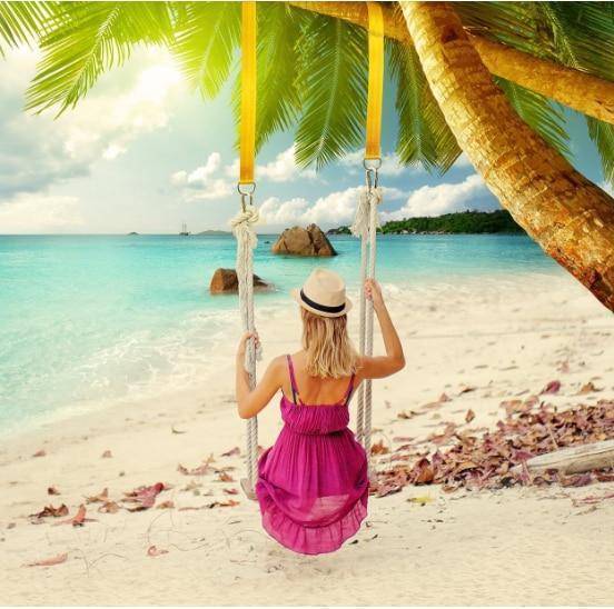 Robust hammock straps designed for tree swings, featuring triple-stitched seams for maximum safety.
