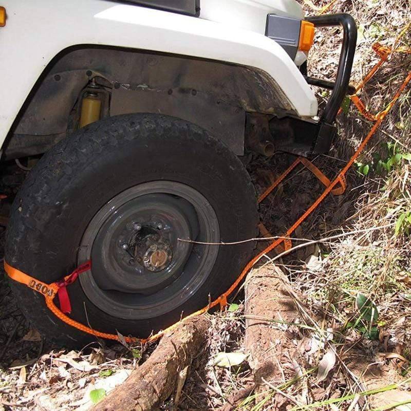 Bright orange automotive tow rope, essential emergency gear for vehicle recovery and offroading