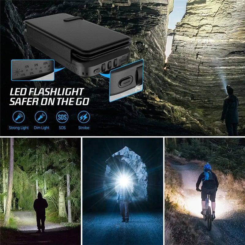 Tactical solar power bank with wireless charging capability, durable design for rugged outdoor adventures