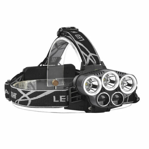 High power 5X LED waterproof headlamp kit for camping & hiking, rechargeable hands-free exploration light