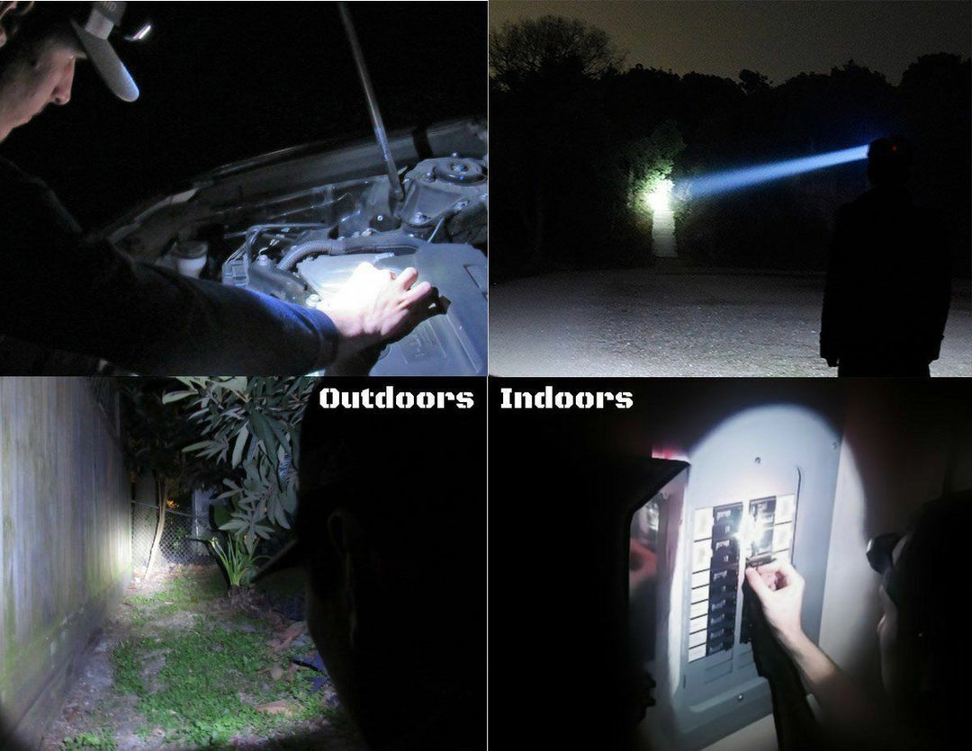 Adjustable focus waterproof LED headlamp, 5X LED brightness for camping, hiking, and outdoor adventures