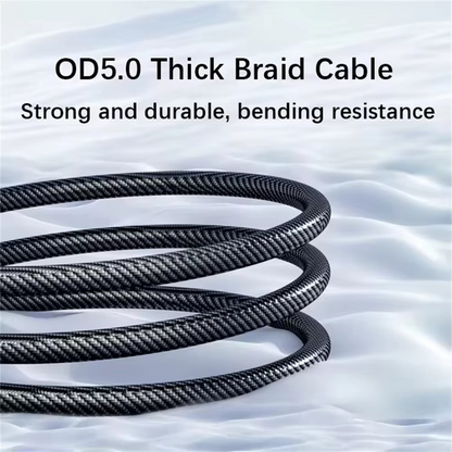 Durable braided USB-C fast charging cable with LED display, perfect phone charger.