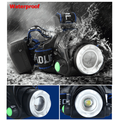 Waterproof LED headlamp, hands-free lighting for emergency and outdoor gear