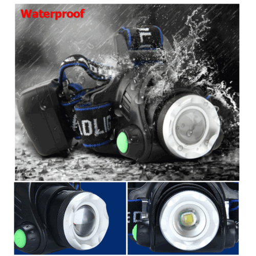 Waterproof LED headlamp, hands-free lighting for emergency and outdoor gear