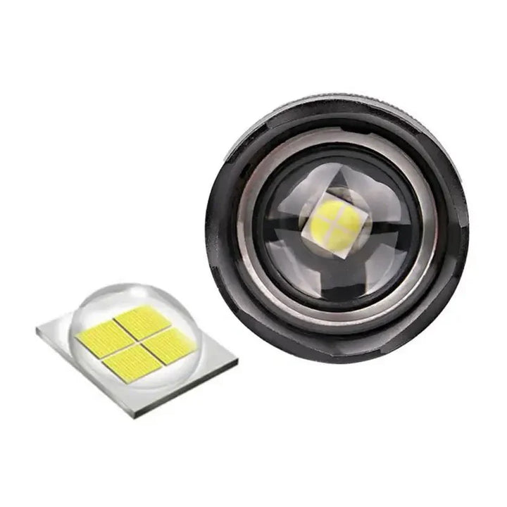 Zoomable LED tactical flashlight for emergency and outdoor use