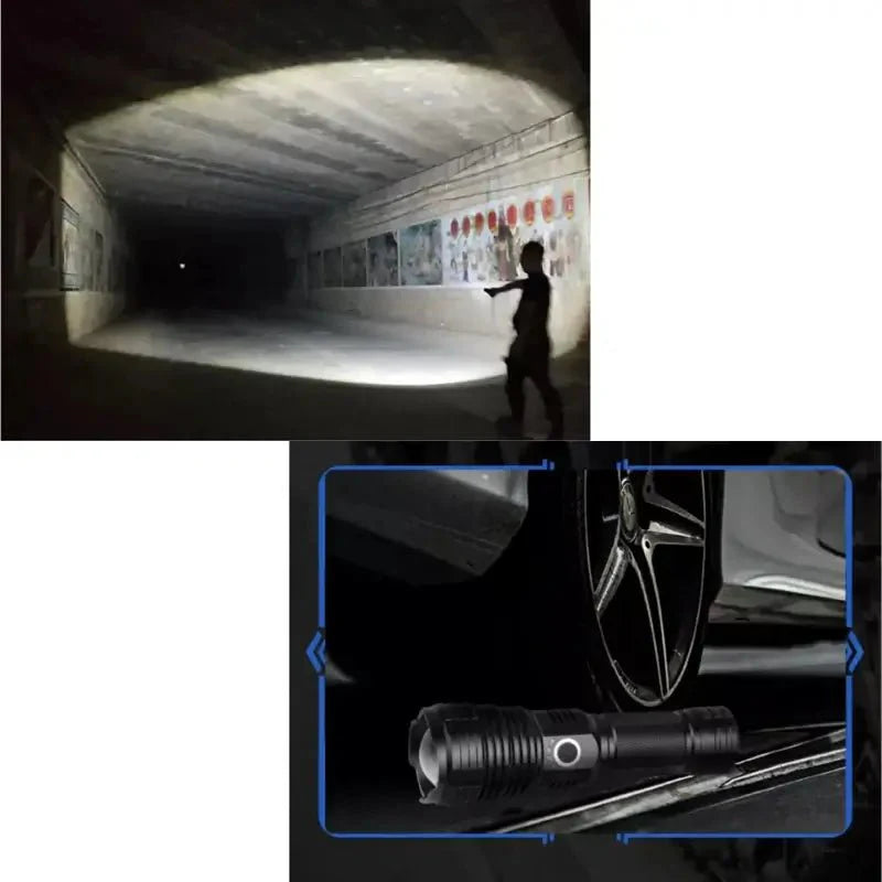 Durable high-power LED flashlight, essential camping and emergency tool