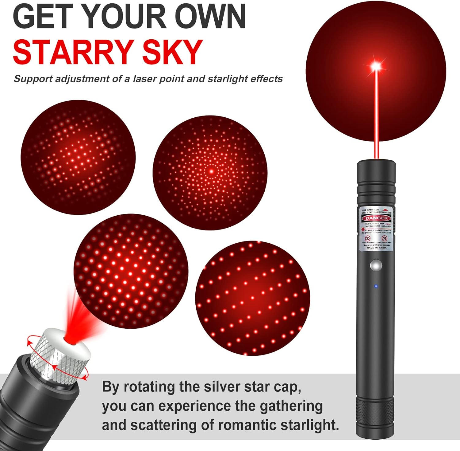 Rechargeable high power green laser pointer, perfect pet toy for cats & dogs. Long range, fun & interactive.