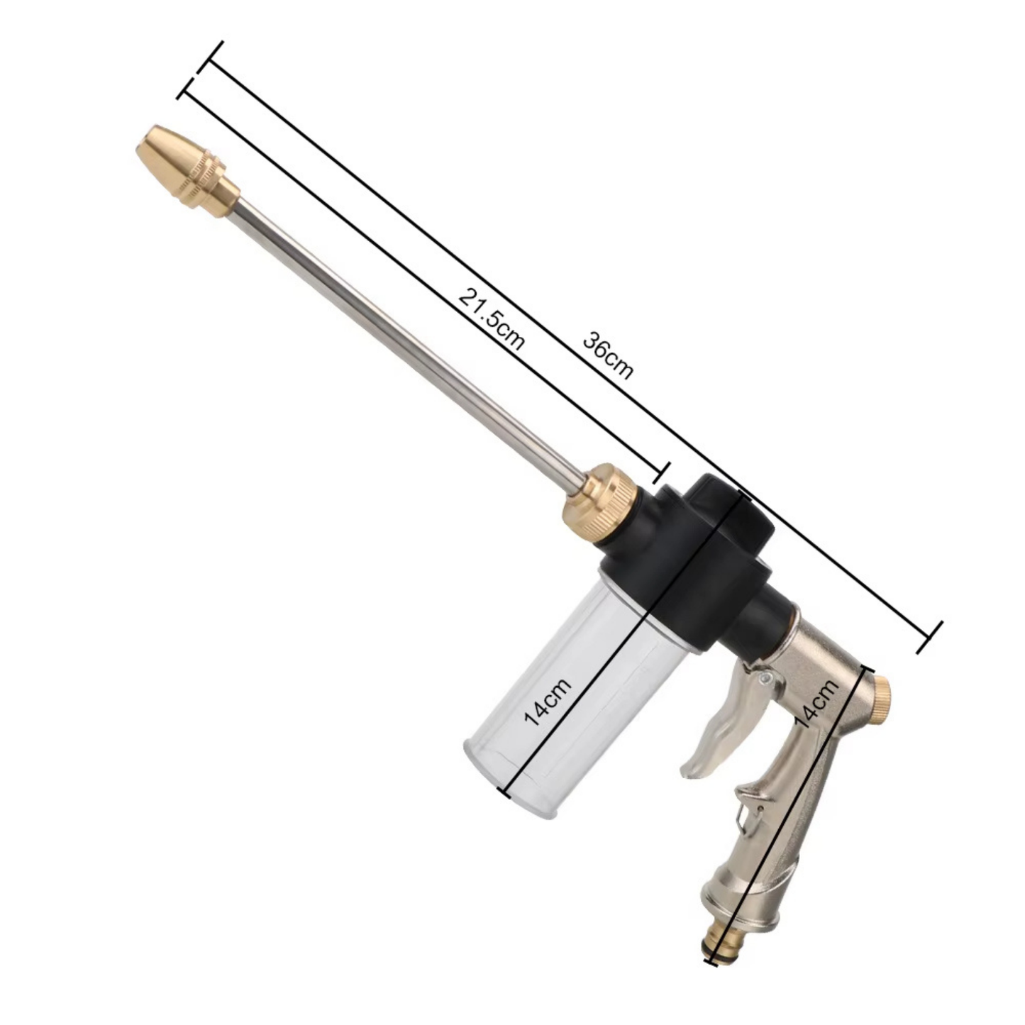 Car wash ready garden hose nozzle, a high power pressure washer attachment for deep cleaning