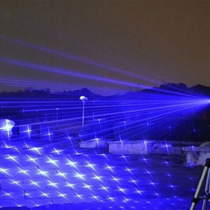Powerful tactical blue laser & flashlight, essential military-grade outdoor gear for camping and survival.