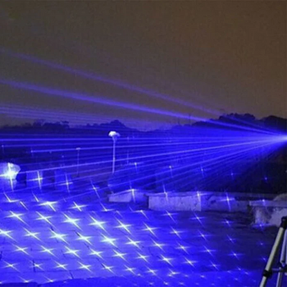 Powerful tactical blue laser & flashlight, essential military-grade outdoor gear for camping and survival.
