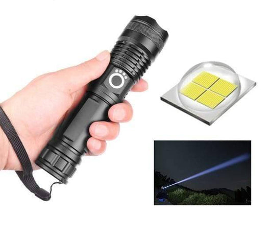 High Power XHP70.2 LED Flashlight, 7000 lumen, USB rechargeable for camping & survival