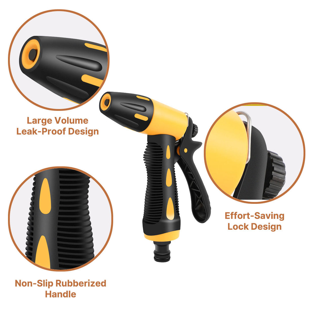 Close-up of high-pressure water gun nozzle, perfect for car wash and patio cleaning