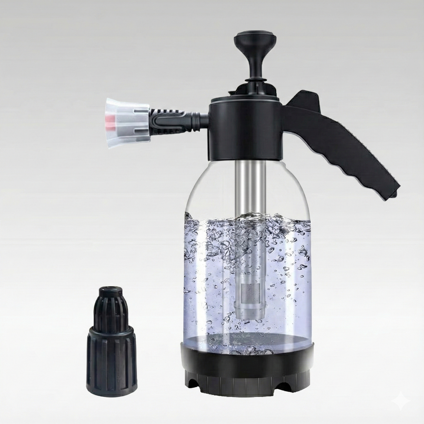 Ergonomic handle of a high-pressure foam cannon, designed for comfortable and long-lasting use.