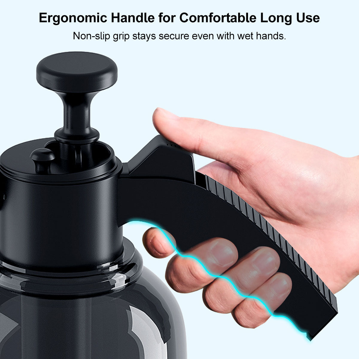 Close-up of the foam cannon's pressure gauge and adjustment knob for precise foam control.
