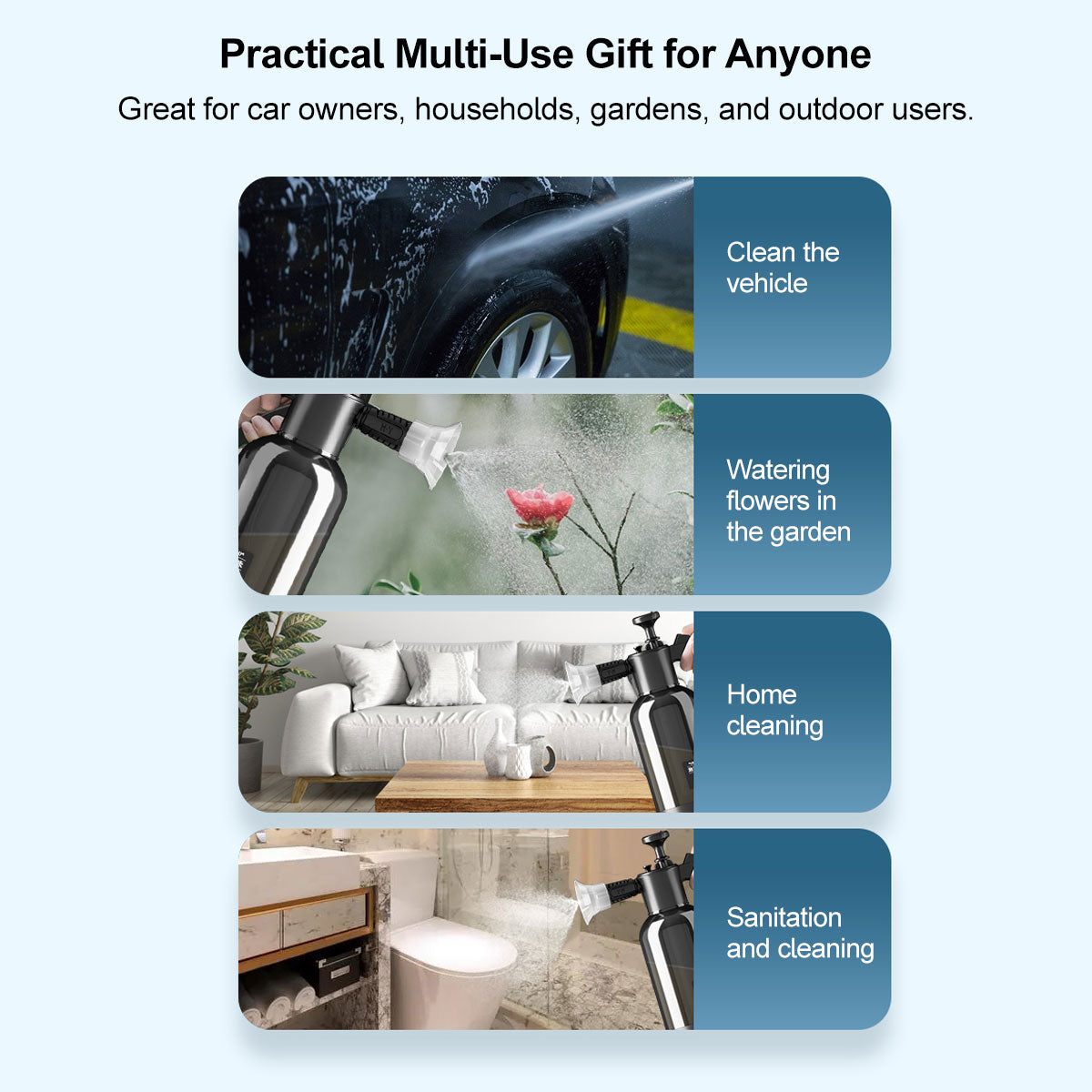 Garden spray foam cannon used for cleaning patio furniture, demonstrating its versatility.