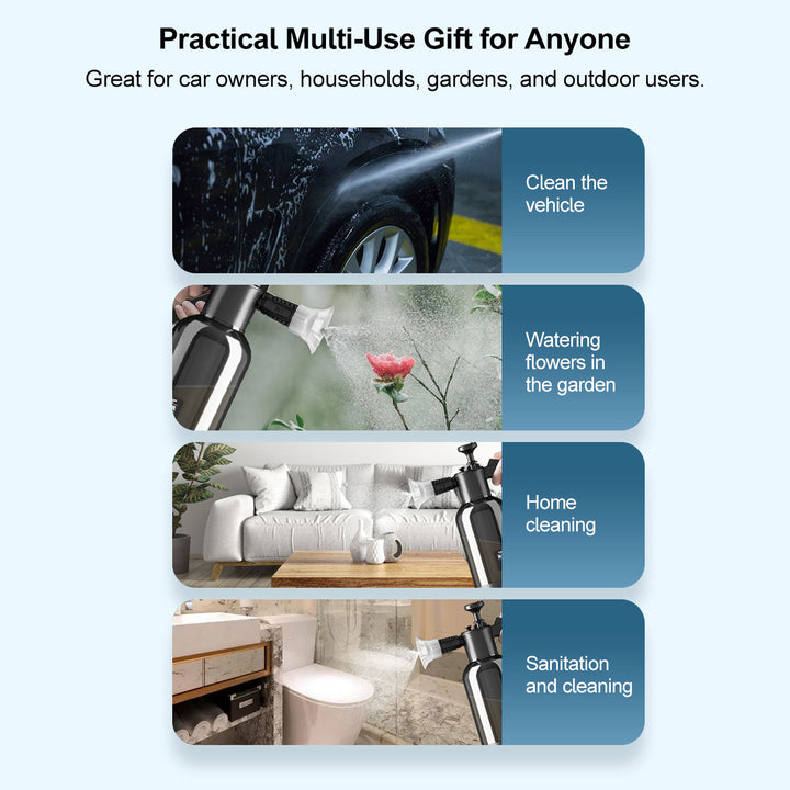 Garden spray foam cannon used for cleaning patio furniture, demonstrating its versatility.