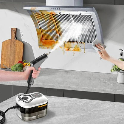 Portable high-pressure steam cleaner for versatile home & auto deep cleaning. Sanitizes & removes tough grime.