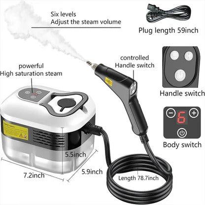 Eco-friendly high-pressure steam cleaner for powerful, chemical-free deep cleaning & sanitization of home & auto.