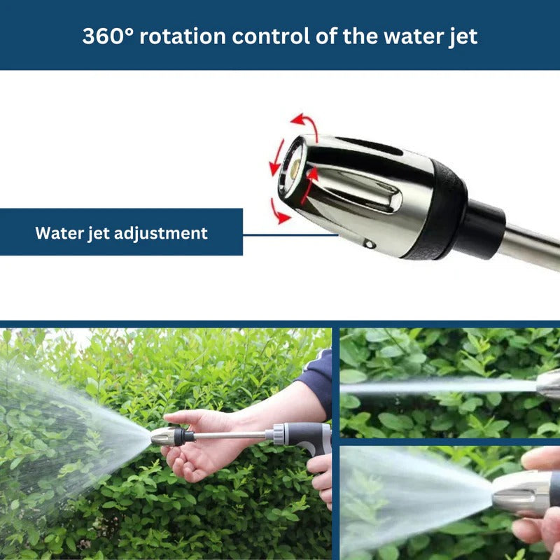 Durable turbowasher garden hose nozzle with high-pressure adjustable spray for deep outdoor cleaning.