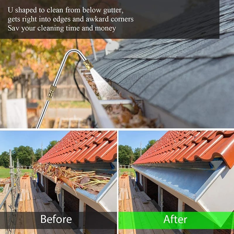 Adjustable telescoping pressure washer wand for safe and easy roof & gutter cleaning, simplifying home maintenance.
