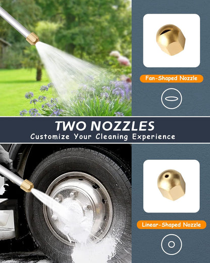 Adjustable high-pressure jet nozzle for car wash, garden spray & power home cleaning tasks.