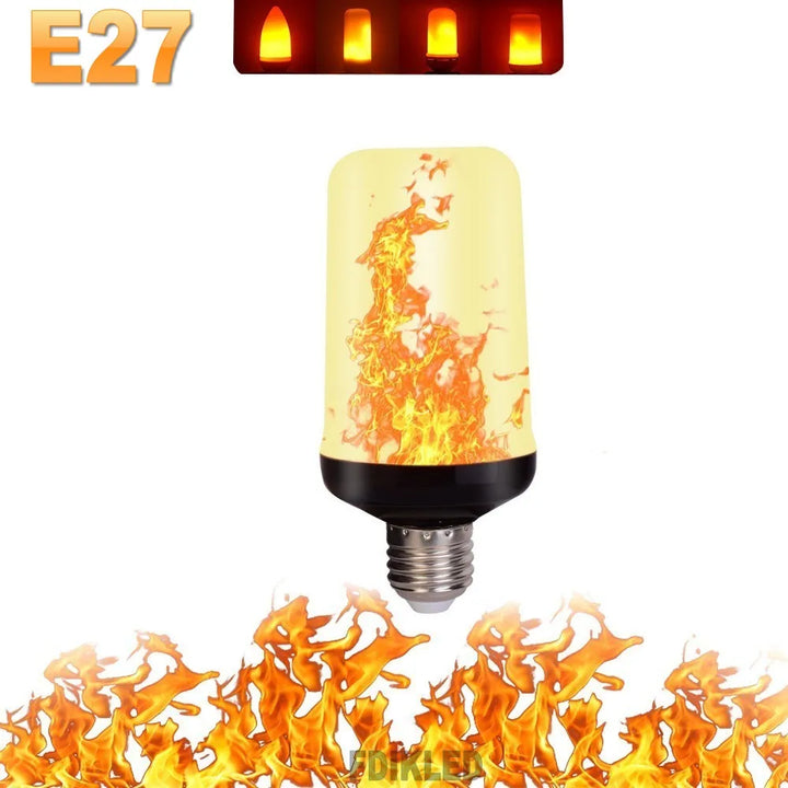 Set of LED flame effect bulbs creating a captivating fire display, perfect for home party decor.