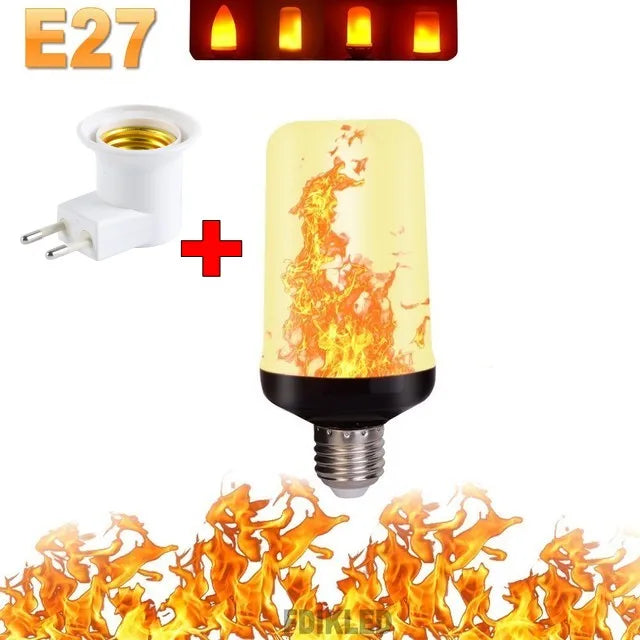 LED flame effect bulb glowing brightly in the dark, enhancing mood and home ambiance.