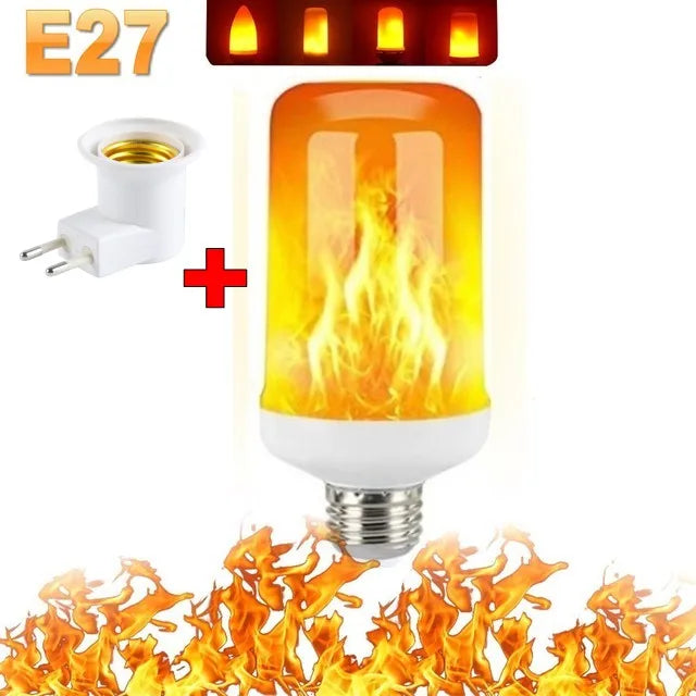 Safe, electric LED flame effect bulb offering warm fire ambiance without any hazards. Energy saving.