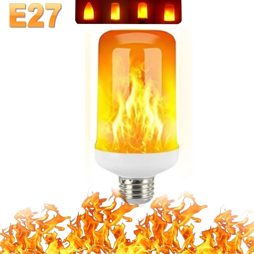 Party light LED flame effect bulb, transforming any space with dynamic, decorative fire visuals.