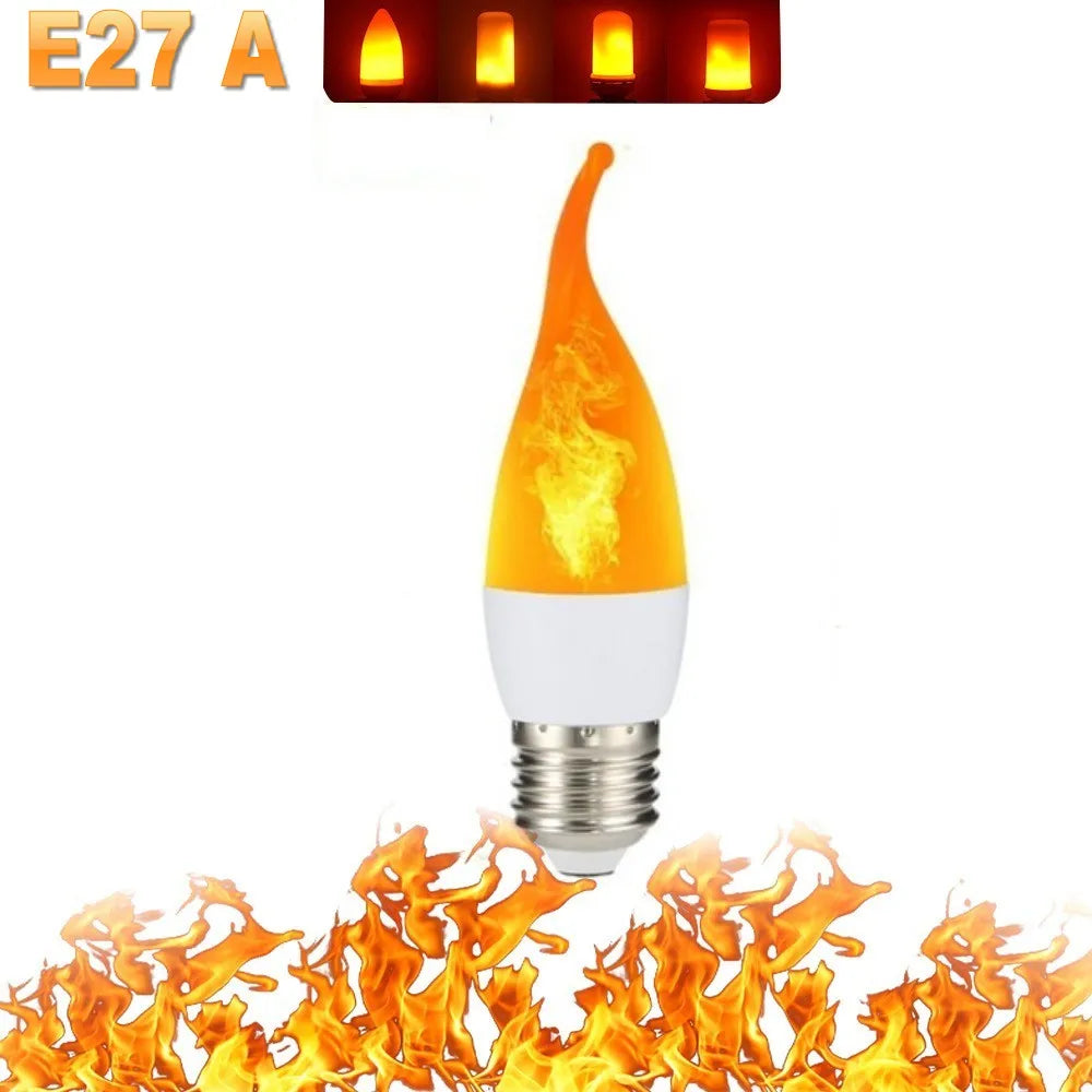 Simple E27 LED flame bulb, easy to install for instant ambient light and decorative home mood.