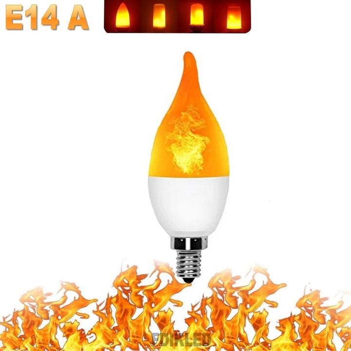 Bright LED flame effect bulb, an energy-saving choice for unique and festive home ambiance.