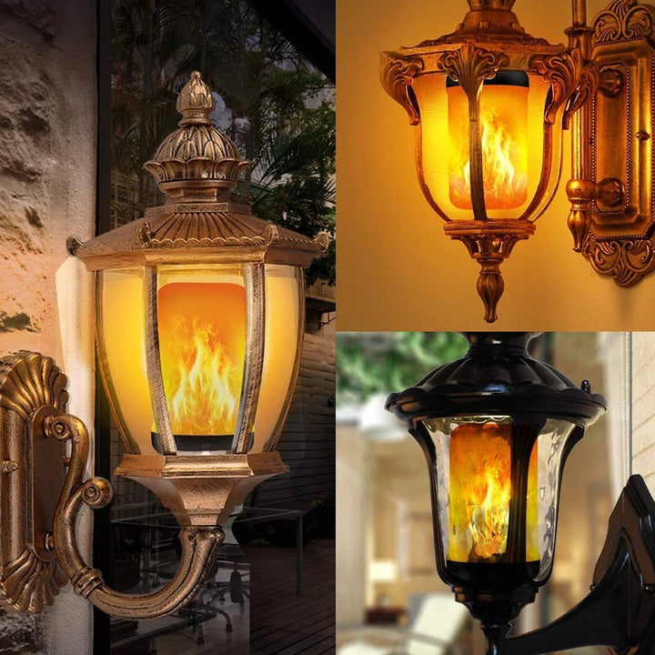 Decorative LED flame bulb enhances home ambiance & mood, ideal for party light & relaxation.