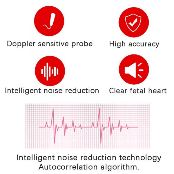 Close-up of a compact fetal doppler, an easy-to-use baby heart rate monitor for pregnancy at home.