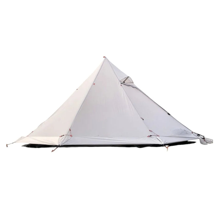 Aerial view of a hot tent campsite, showcasing the lightweight shelter in an outdoor setting.