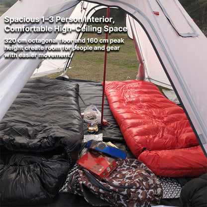 Durable expedition hot tent, lightweight for 3 seasons, ideal backpacking camping shelter.