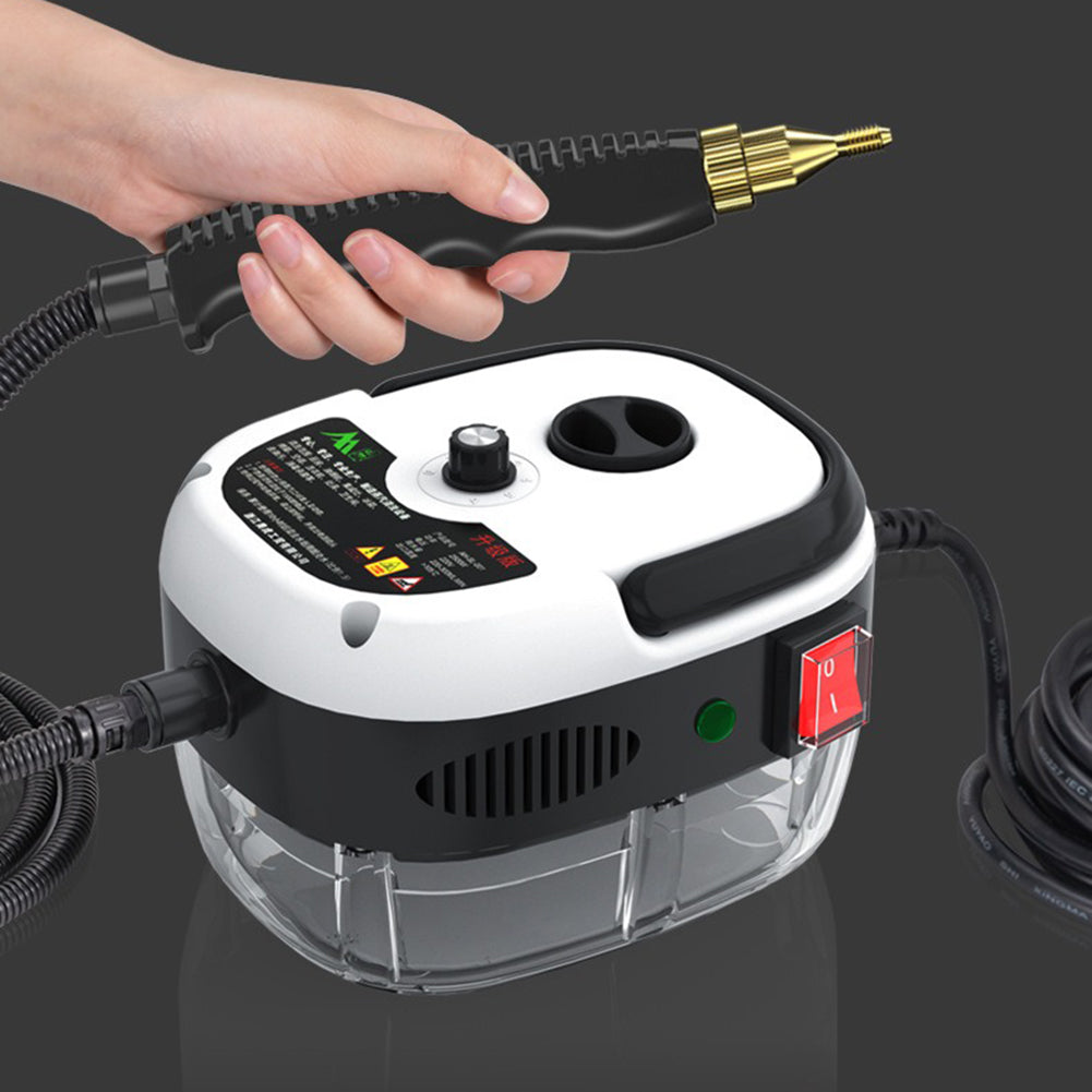High-pressure steam cleaner, 2500W, 6 settings. Ideal for deep home cleaning, grease removal & appliance care.