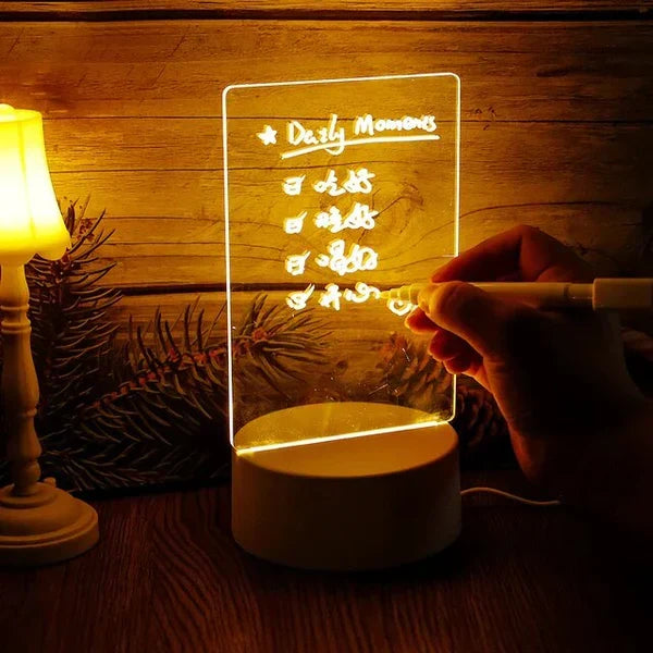 USB powered LED memo board & dry erase notepad for glowing notes, ideal for creative writing & reminders.