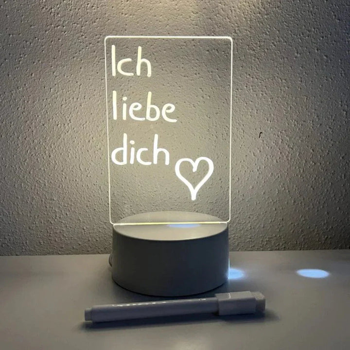 Unique LED message board, a glowing notepad & dry erase memo board; great gift idea for any desk or office.