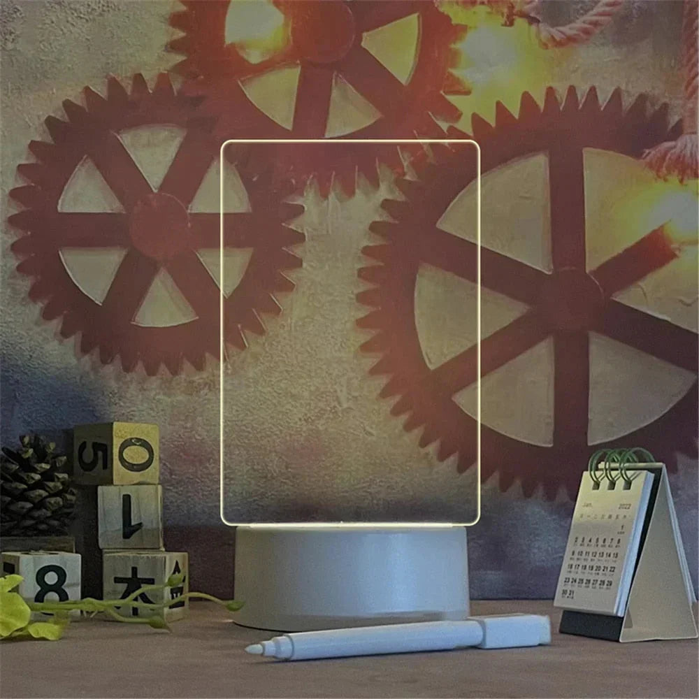 USB powered illuminated LED message board & dry erase notepad for glowing notes; perfect home office gift.