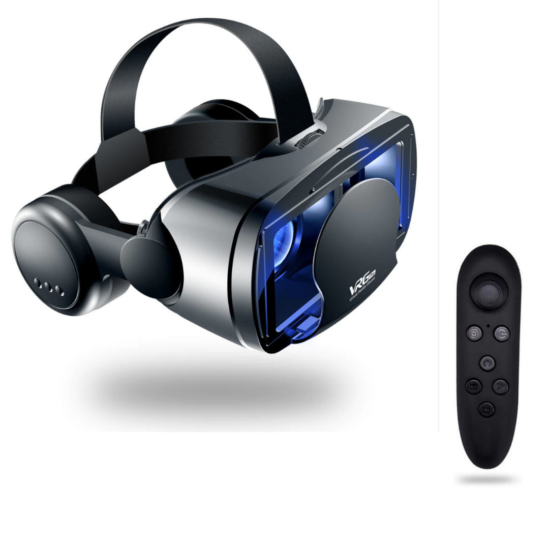 New immersive smartphone VR headset with integrated headphones, ideal for gaming, movies & virtual reality.