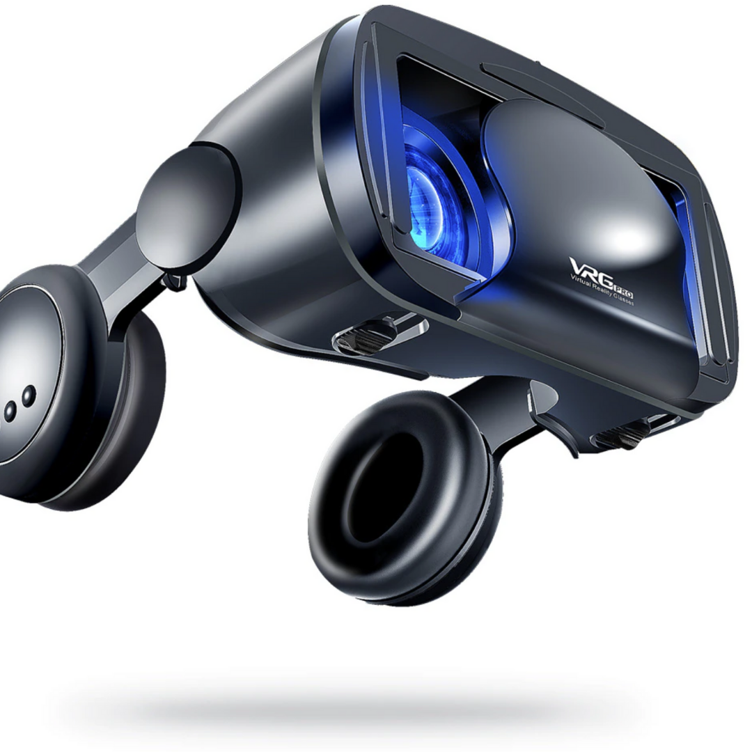 Smartphone VR headset with integrated audio, perfect for immersive virtual reality gaming & movie watching.