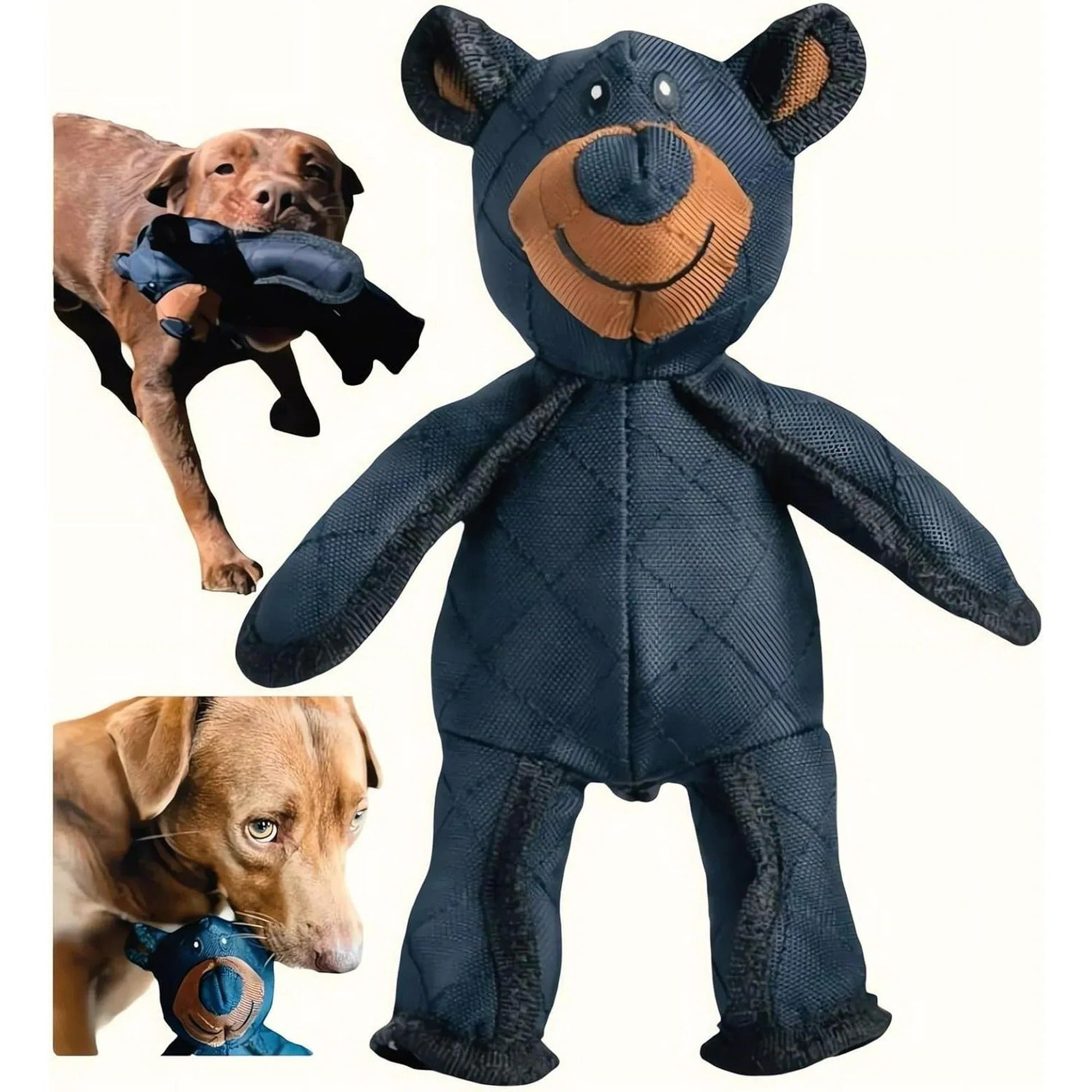 Indestructible bear dog toy for heavy chewers. Durable, tough pet toy for aggressive chewing.
