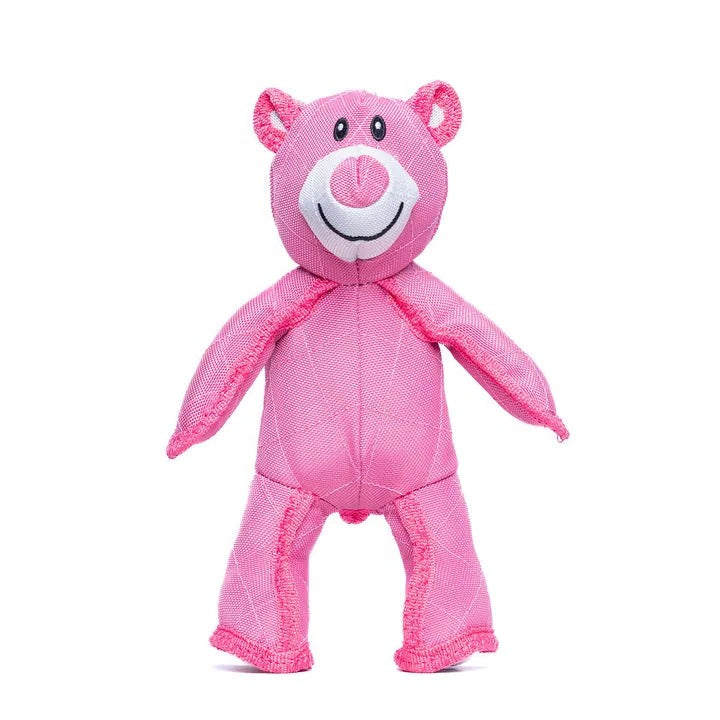 Interactive bear dog toy with squeaker for heavy chewers. Engages pets for long-lasting playtime.