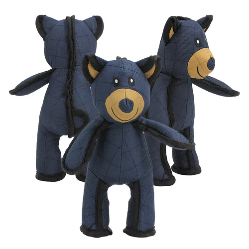 Tough, indestructible bear dog toy for aggressive chewers. Long-lasting pet accessory.