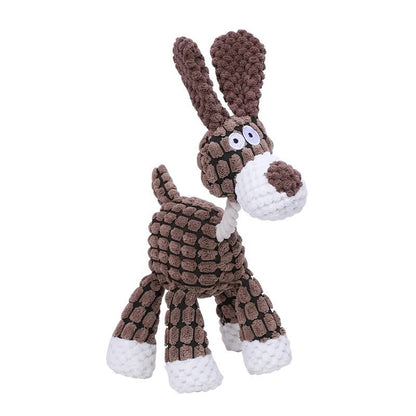 Indestructible dog chew toy, durable plush for heavy chewers. Promotes dental health & anxiety relief.
