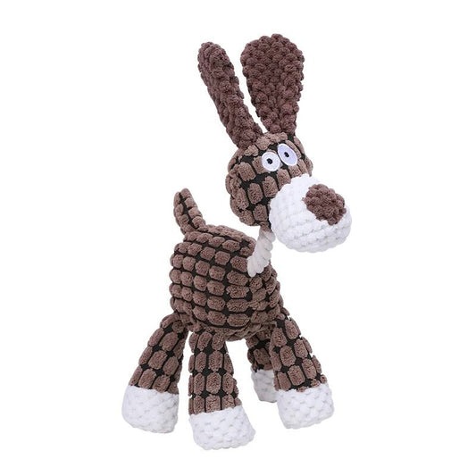 Indestructible dog chew toy, durable plush for heavy chewers. Promotes dental health & anxiety relief.