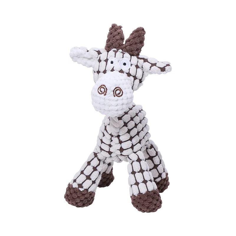Durable squeaker dog chew toy, tough animal plush for heavy chewers. Provides anxiety relief & mental stimulation.