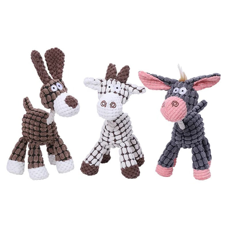 Strong, durable dog chew toy. Indestructible plush for heavy chewers, promotes dental hygiene & reduces boredom.