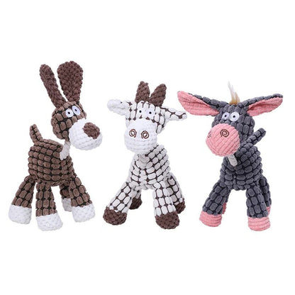 Strong, durable dog chew toy. Indestructible plush for heavy chewers, promotes dental hygiene & reduces boredom.