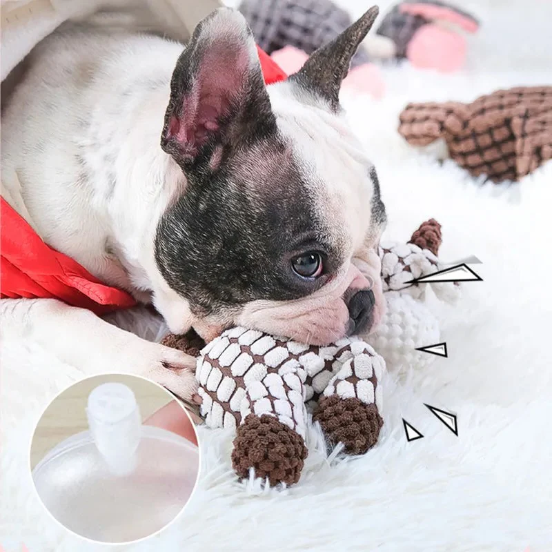 Heavy-duty indestructible plush chew toy designed for tough dogs. Long-lasting pet toy.